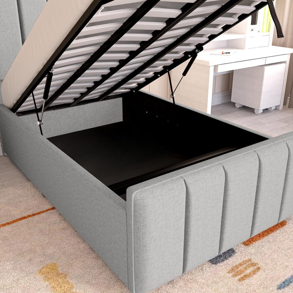Lisbon Kids Upholstered Ottoman Bed - Silver Linoso