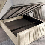 Cambridge Upholstered Ottoman Bed - Cream Chenille