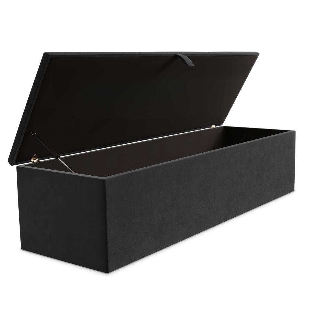 Cubed Ottoman Storage Box - Steel Plush Velvet