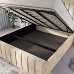 Lisbon Upholstered Ottoman Bed - Almond Coniston