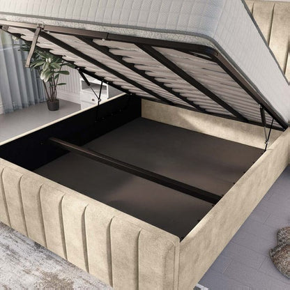 Lisbon Upholstered Ottoman Bed - Almond Coniston
