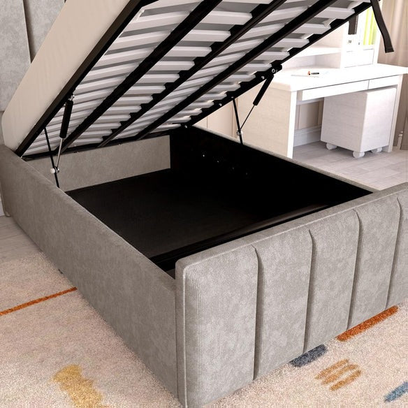 Lisbon Kids Upholstered Ottoman Bed - Seal Grey Naples