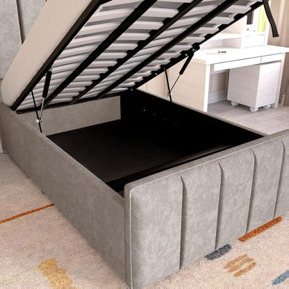 Lisbon Kids Upholstered Ottoman Bed - Seal Grey Naples