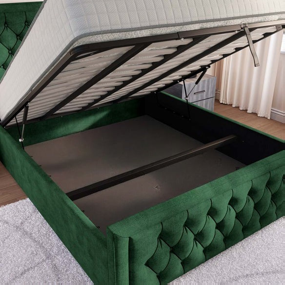 Valencia Upholstered Ottoman Bed - Emerald Coniston