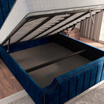 Washington Upholstered Ottoman Bed - Blue Coniston