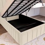 Milan Kids Upholstered Ottoman Bed - Cream Plush Velvet