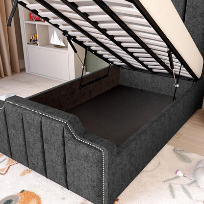 Washington Kids Upholstered Ottoman Bed - Black Chenille