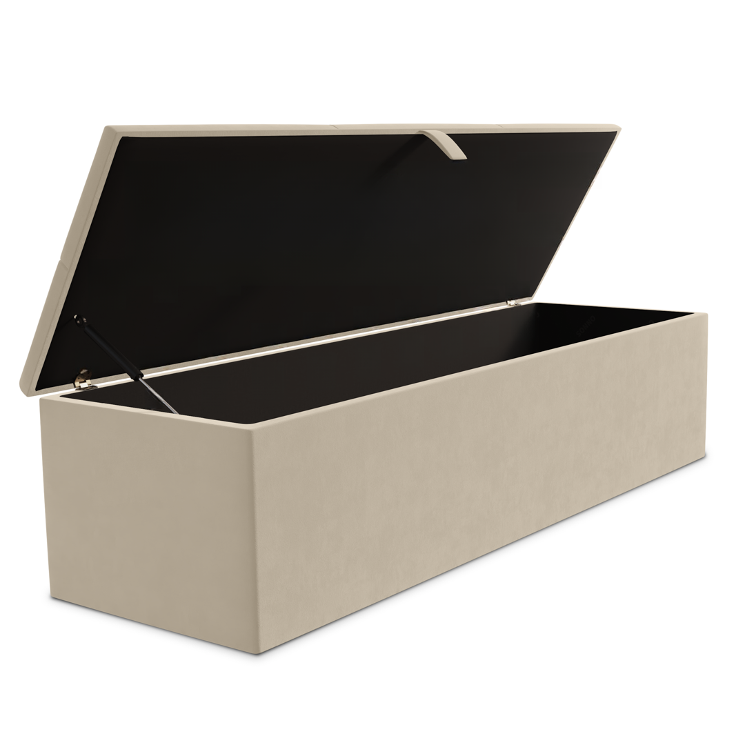 Cubed Ottoman Storage Box - Cream Plush Velvet