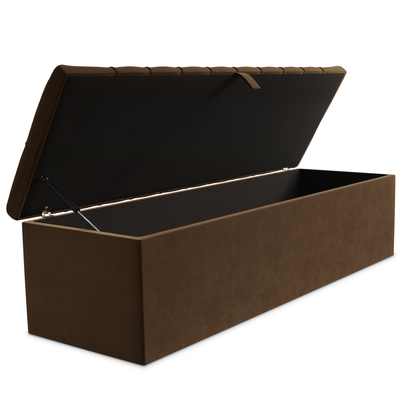Chesterfield Ottoman Storage Box - Mocca Plush Velvet