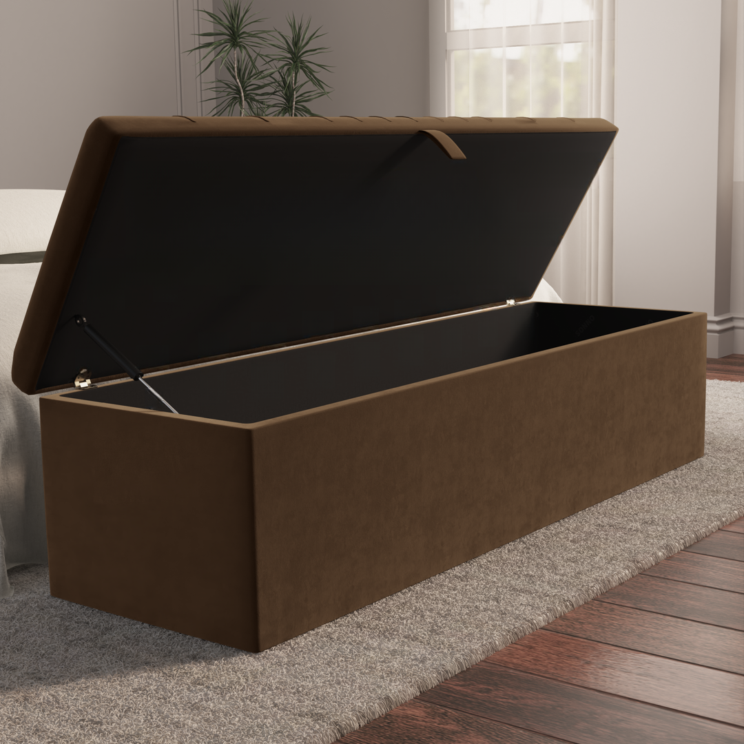 Cambridge Ottoman Storage Box - Mocca Plush Velvet