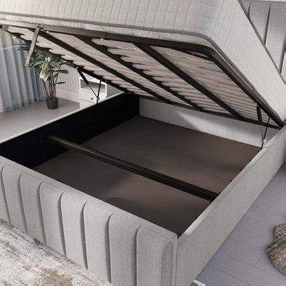 Lisbon Upholstered Ottoman Bed - Silver Linoso