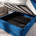 Oxford Upholstered Ottoman Bed - Blue Plush Velvet
