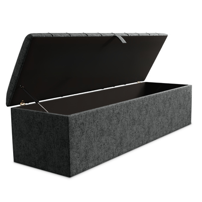 Lisbon Ottoman Storage Box - Charcoal Chenille