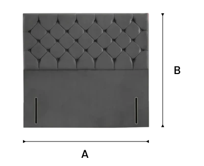 Seville Chesterfield Floor Standing Headboard - Blue Plush Velvet dimensions
