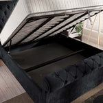 Berlin Upholstered Ottoman Bed - Black Plush Velvet