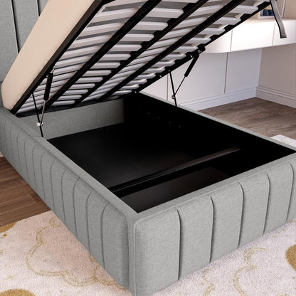 Milan Kids Upholstered Ottoman Bed - Silver Linoso