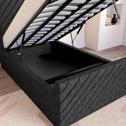 Oxford Kids Upholstered Ottoman Bed - Black Chenille