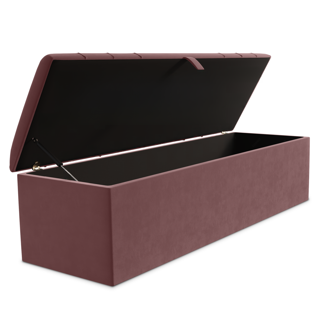 Dallas Ottoman Storage Box - Pink Plush Velvet