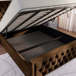 Valencia Upholstered Ottoman Bed - Mocca Plush Velvet