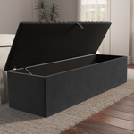 Sunrise Ottoman Storage Box - Steel Plush Velvet