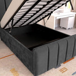 Lisbon Kids Upholstered Ottoman Bed - Steel Plush Velvet