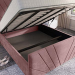 Fiji Sunrise Upholstered Ottoman Bed - Pink Plush Velvet