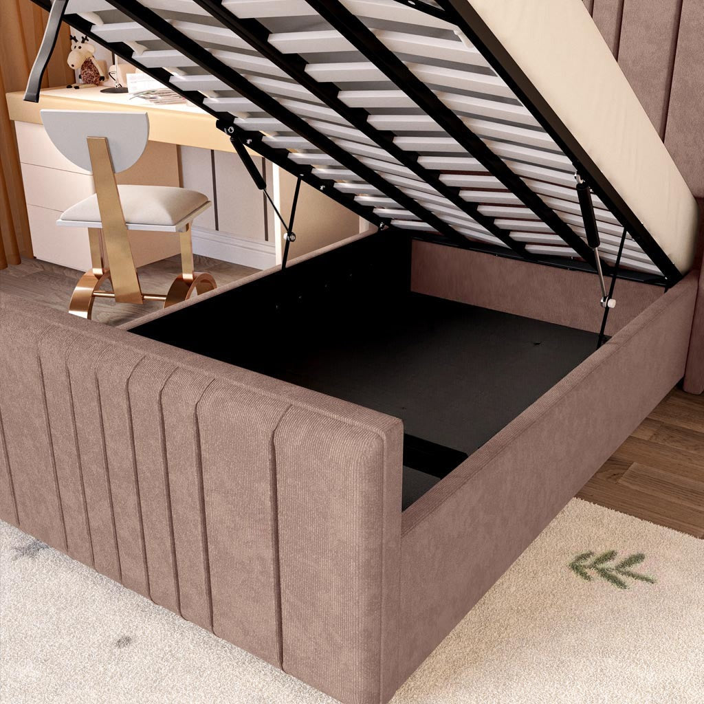 Cambridge Kids Upholstered Ottoman Bed - Mauve Naples