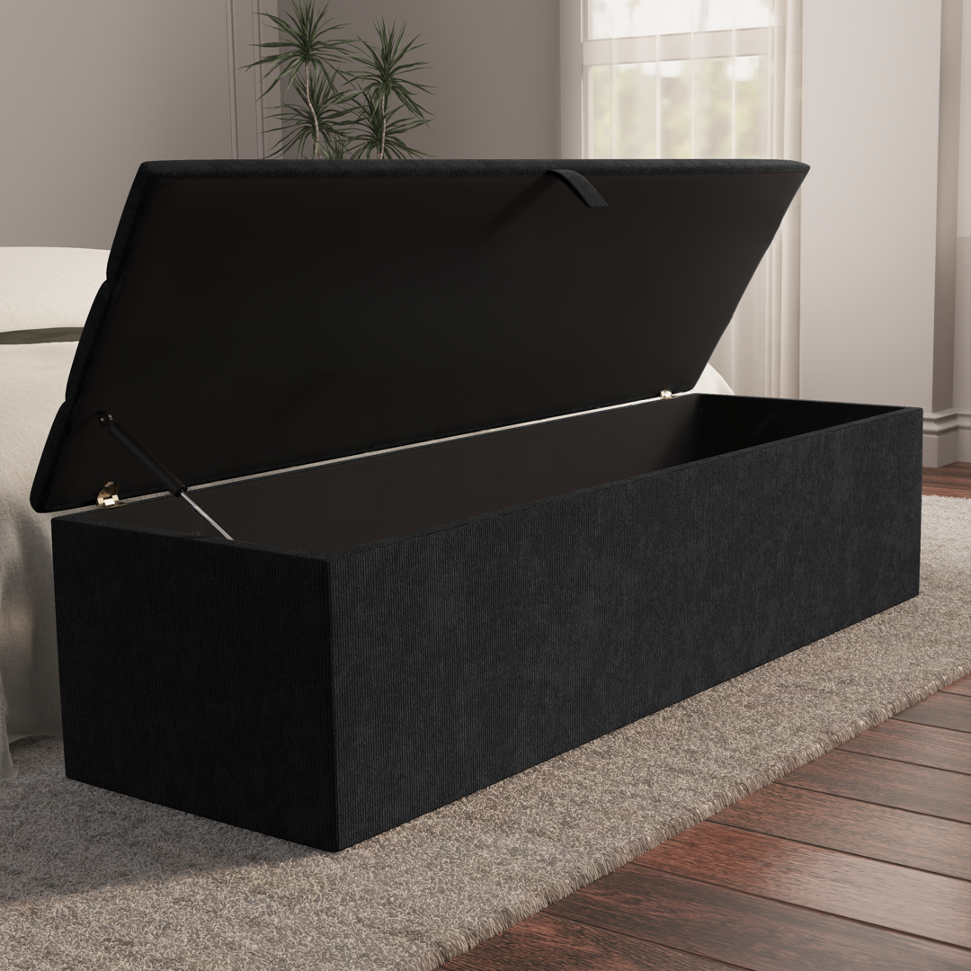 Athens Ottoman Storage Box - Black Naples