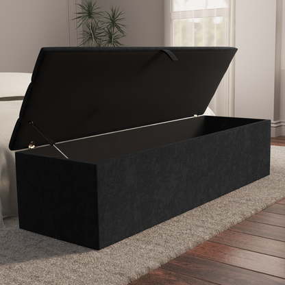 Athens Ottoman Storage Box - Black Naples