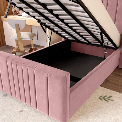 Cambridge Kids Upholstered Ottoman Bed - Pink Plush Velvet