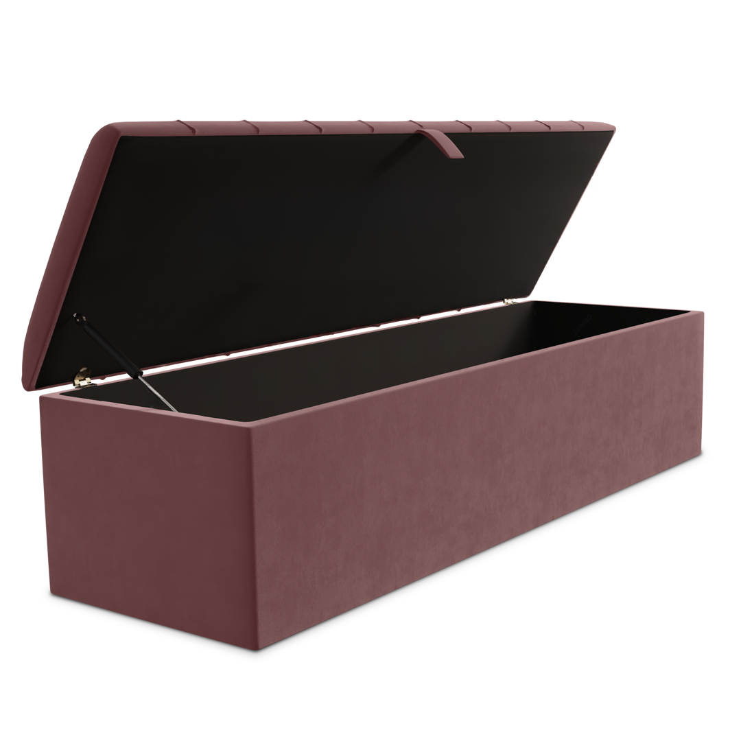 Lisbon Ottoman Storage Box - Pink Plush Velvet