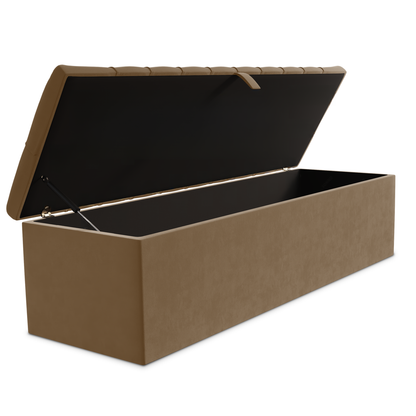 Chesterfield Ottoman Storage Box - Mink Plush Velvet