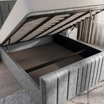 Cambridge Upholstered Ottoman Bed - Silver Chenille