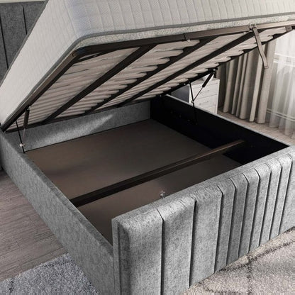 Cambridge Upholstered Ottoman Bed - Silver Chenille