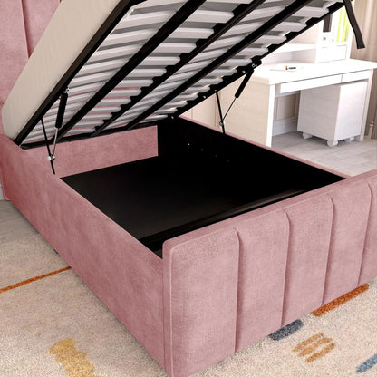 Lisbon Kids Upholstered Ottoman Bed - Pink Coniston