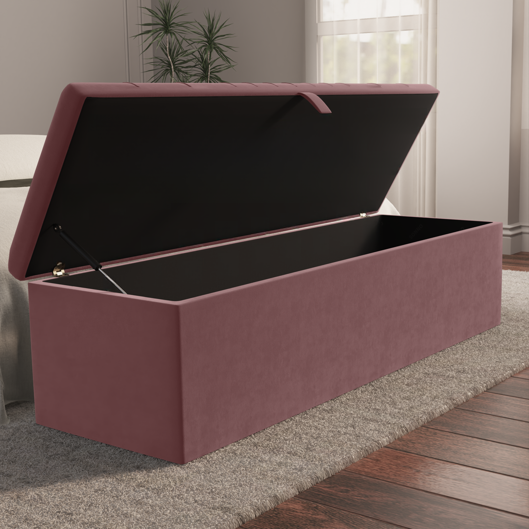 Cambridge Ottoman Storage Box - Pink Plush Velvet