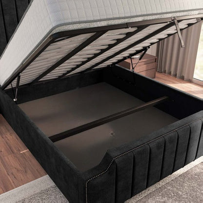 Washington Upholstered Ottoman Bed - Charcoal Coniston