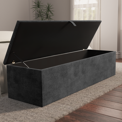 Cubed Ottoman Storage Box - Charcoal Coniston