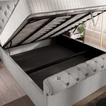 Berlin Upholstered Ottoman Bed - Silver Linoso
