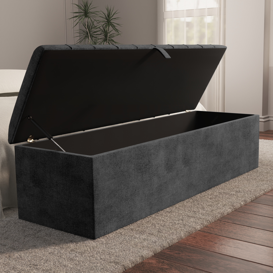 Lisbon Ottoman Storage Box - Charcoal Coniston