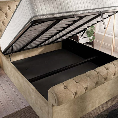 Berlin Upholstered Ottoman Bed - Mink Coniston