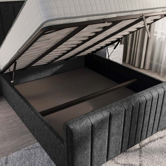 Cambridge Upholstered Ottoman Bed - Black Chenille