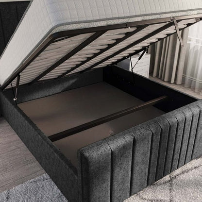 Cambridge Upholstered Ottoman Bed - Black Chenille
