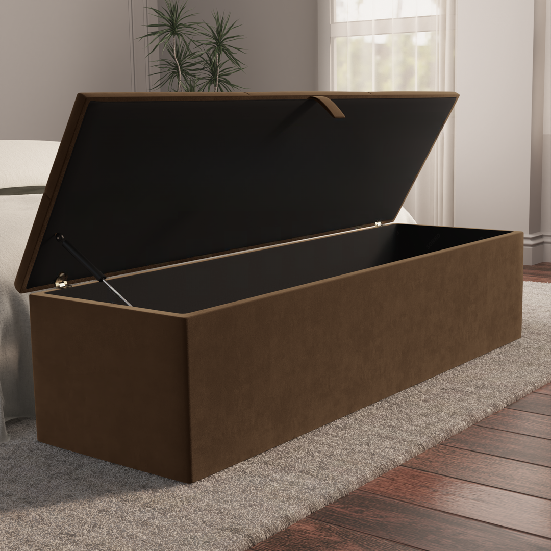 Cubed Ottoman Storage Box - Mocca Plush Velvet