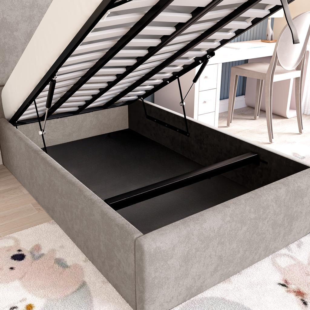 Cairo Kids Upholstered Ottoman Bed - Seal Grey Naples