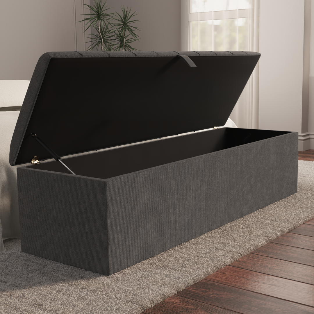 Lisbon Ottoman Storage Box - Slate Grey Naples