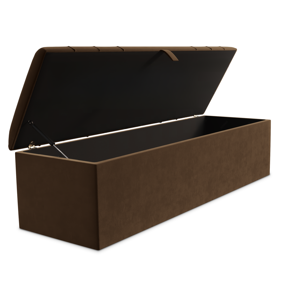 Dallas Ottoman Storage Box - Mocca Plush Velvet