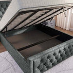 Valencia Upholstered Ottoman Bed - Charcoal Chenille