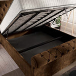 Berlin Upholstered Ottoman Bed - Mocca Plush Velvet