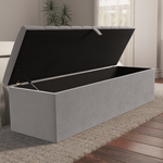 Chesterfield Ottoman Storage Box - Silver Plush Velvet